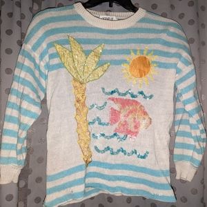 Vintage Sequin Striped Sweater S